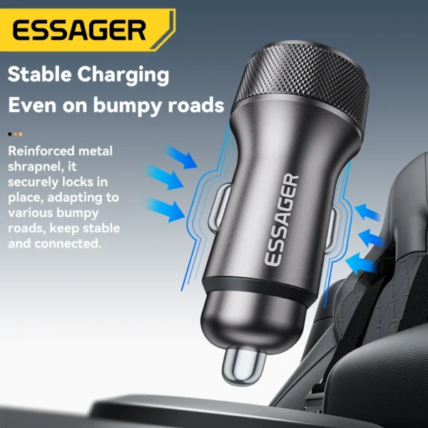 ⁦Essager شاحن سيارة USB-C 45 واط – بمنفذين PD3.0 & QC3.0 وشاشة رقمية⁩ - الصورة ⁦6⁩