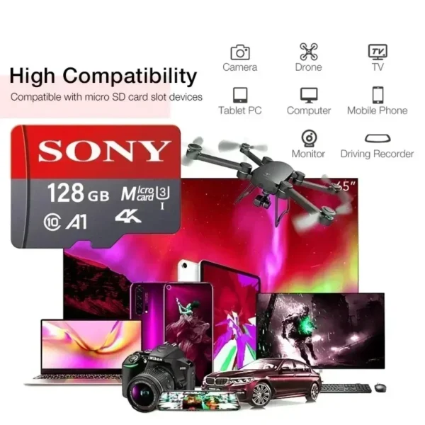 ⁦بطاقة ذاكرة Ultra SONY MicroSD/TF – بسعات متعددة تصل حتى 1 تيرا، سرعة عالية U3 A2 للأجهزة الذكية⁩ - الصورة ⁦6⁩
