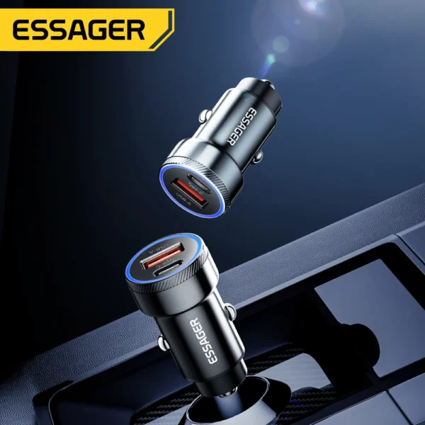 ⁦Essager 54W – شاحن سيارة USB سريع ثنائي المنفذ QC 3.0 / SCP / AFC / PD⁩ - الصورة ⁦6⁩