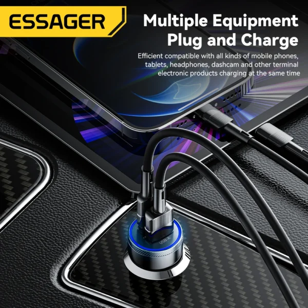 ⁦Essager 54W – شاحن سيارة USB سريع ثنائي المنفذ QC 3.0 / SCP / AFC / PD⁩ - الصورة ⁦4⁩