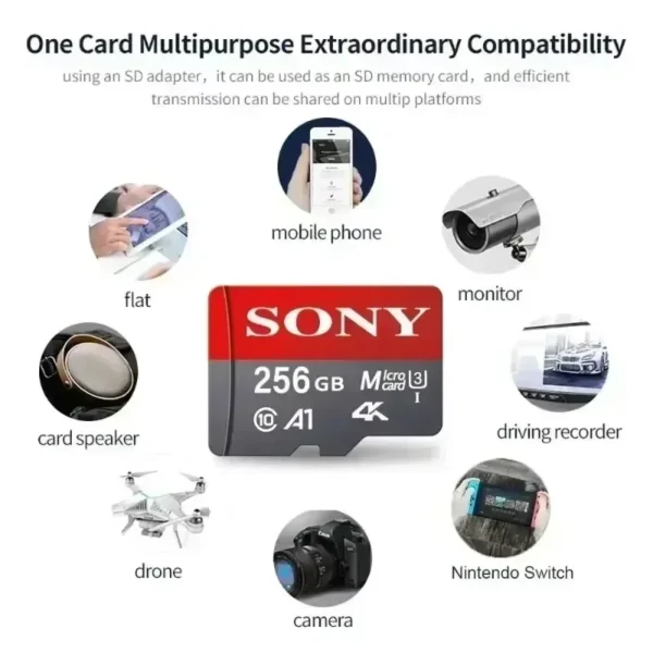 ⁦بطاقة ذاكرة Ultra SONY MicroSD/TF – بسعات متعددة تصل حتى 1 تيرا، سرعة عالية U3 A2 للأجهزة الذكية⁩ - الصورة ⁦2⁩