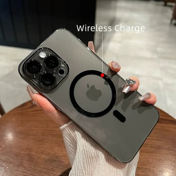 ⁦حافظة مغناطيسية نحيفة Magsafe – لهواتف iPhone 11–16 Pro Max، مقاومة للصدمات وداعمة للشحن اللاسلكي⁩ - الصورة ⁦4⁩